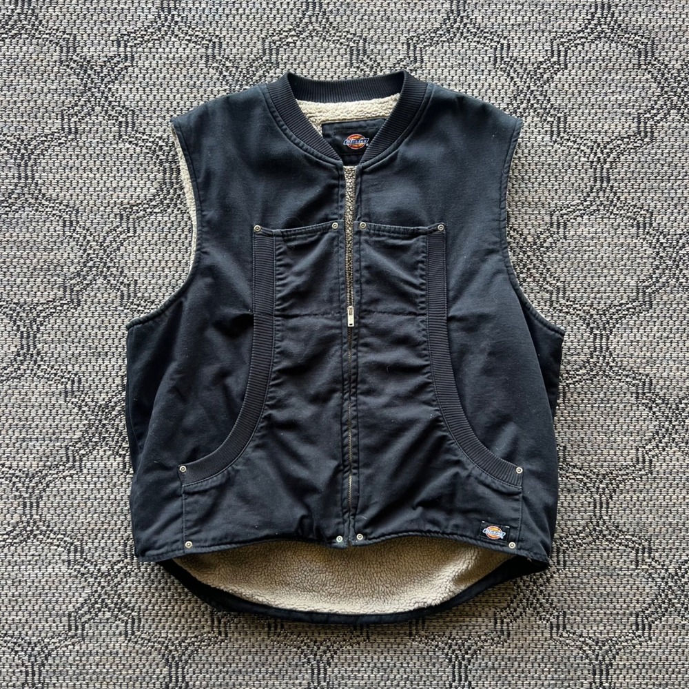 Dickies‎ Vest Mens XL Black Rugged Workwear Canvas Sherpa Lined Utility